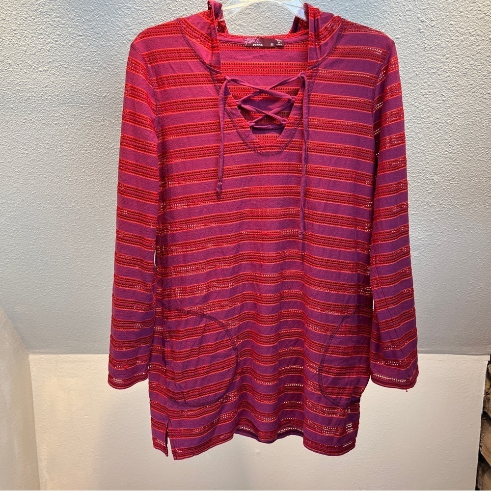 PRANA ALEXIA Hooded Cover-Up/Top. Recycled Polyester. Medium.